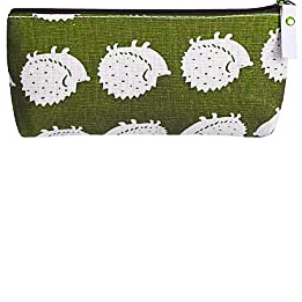 Green Hedgehog Pencil/Glasses Case Makeup Bag NWT
